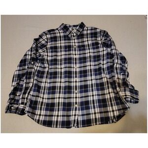 Ralph Lauren Plaid Long Sleeve Button Down Shirt‎ Womens Sz Large Blue MM